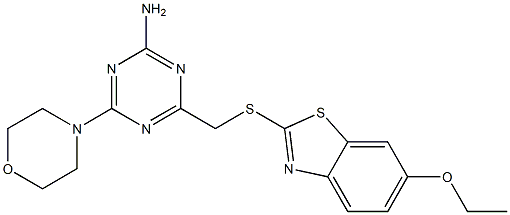 4-[(6-ethoxy-1,3-benzothiazol-2-yl)sulfanylmethyl]-6-morpholin-4-yl-1,3,5-triazin-2-amine Struktur