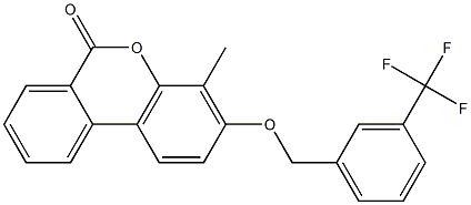 4-methyl-3-[[3-(trifluoromethyl)phenyl]methoxy]benzo[c]chromen-6-one Struktur