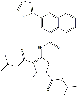 dipropan-2-yl 3-methyl-5-[(2-thiophen-2-ylquinoline-4-carbonyl)amino]thiophene-2,4-dicarboxylate Struktur