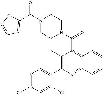 [4-[2-(2,4-dichlorophenyl)-3-methylquinoline-4-carbonyl]piperazin-1-yl]-(furan-2-yl)methanone Struktur