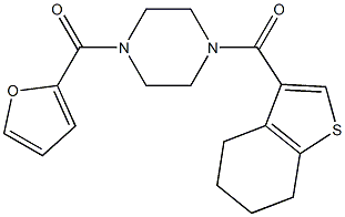 furan-2-yl-[4-(4,5,6,7-tetrahydro-1-benzothiophene-3-carbonyl)piperazin-1-yl]methanone Struktur