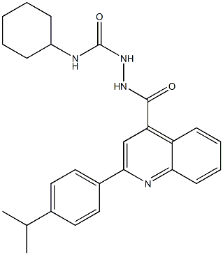 1-cyclohexyl-3-[[2-(4-propan-2-ylphenyl)quinoline-4-carbonyl]amino]urea Struktur