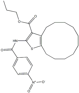 propyl 2-[(4-nitrobenzoyl)amino]-4,5,6,7,8,9,10,11,12,13-decahydrocyclododeca[b]thiophene-3-carboxylate Struktur