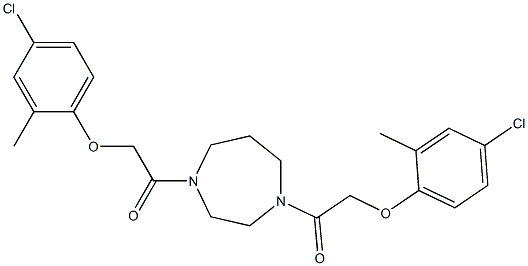 2-(4-chloro-2-methylphenoxy)-1-[4-[2-(4-chloro-2-methylphenoxy)acetyl]-1,4-diazepan-1-yl]ethanone Struktur