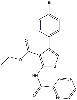 ethyl 4-(4-bromophenyl)-2-(pyrazine-2-carbonylamino)thiophene-3-carboxylate Struktur