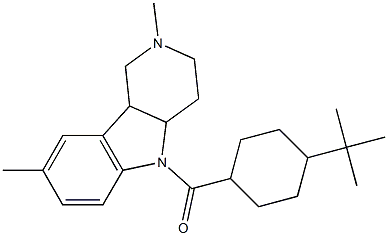 (4-tert-butylcyclohexyl)-(2,8-dimethyl-3,4,4a,9b-tetrahydro-1H-pyrido[4,3-b]indol-5-yl)methanone Struktur