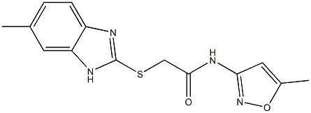 2-[(6-methyl-1H-benzimidazol-2-yl)sulfanyl]-N-(5-methyl-1,2-oxazol-3-yl)acetamide Struktur