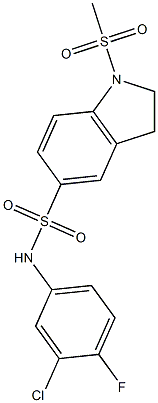 N-(3-chloro-4-fluorophenyl)-1-methylsulfonyl-2,3-dihydroindole-5-sulfonamide Struktur