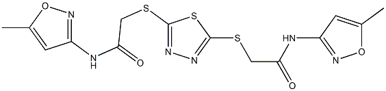 N-(5-methyl-1,2-oxazol-3-yl)-2-[[5-[2-[(5-methyl-1,2-oxazol-3-yl)amino]-2-oxoethyl]sulfanyl-1,3,4-thiadiazol-2-yl]sulfanyl]acetamide Struktur