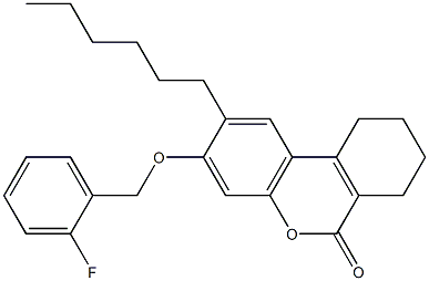 3-[(2-fluorophenyl)methoxy]-2-hexyl-7,8,9,10-tetrahydrobenzo[c]chromen-6-one Struktur