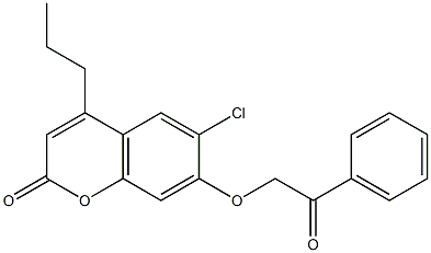 6-chloro-7-phenacyloxy-4-propylchromen-2-one Struktur