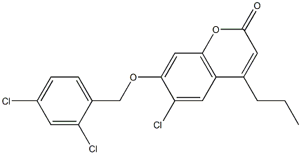 6-chloro-7-[(2,4-dichlorophenyl)methoxy]-4-propylchromen-2-one Struktur