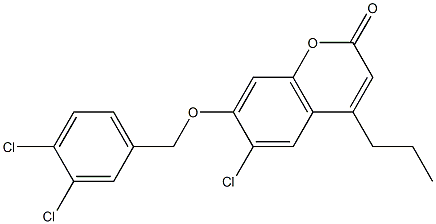 6-chloro-7-[(3,4-dichlorophenyl)methoxy]-4-propylchromen-2-one Struktur