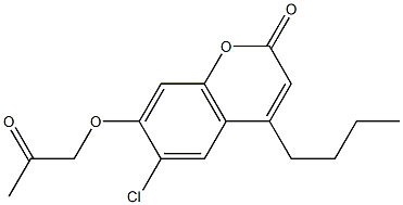 4-butyl-6-chloro-7-(2-oxopropoxy)chromen-2-one Struktur