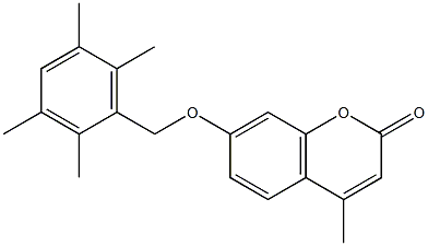 4-methyl-7-[(2,3,5,6-tetramethylphenyl)methoxy]chromen-2-one Struktur