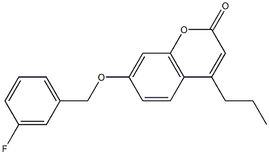 7-[(3-fluorophenyl)methoxy]-4-propylchromen-2-one Struktur