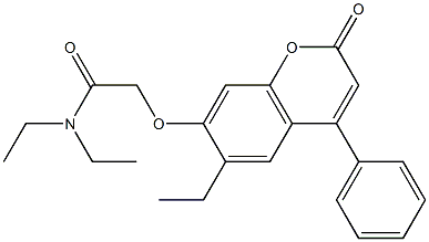 N,N-diethyl-2-(6-ethyl-2-oxo-4-phenylchromen-7-yl)oxyacetamide Struktur