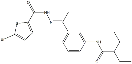 5-bromo-N-[(E)-1-[3-(2-ethylbutanoylamino)phenyl]ethylideneamino]thiophene-2-carboxamide Struktur