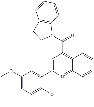 2,3-dihydroindol-1-yl-[2-(2,5-dimethoxyphenyl)quinolin-4-yl]methanone Struktur