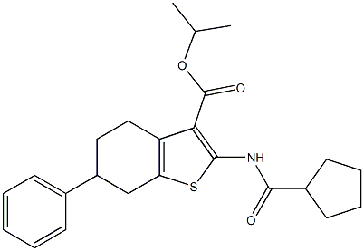 propan-2-yl 2-(cyclopentanecarbonylamino)-6-phenyl-4,5,6,7-tetrahydro-1-benzothiophene-3-carboxylate Struktur