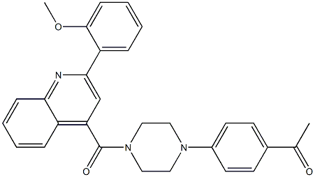 1-[4-[4-[2-(2-methoxyphenyl)quinoline-4-carbonyl]piperazin-1-yl]phenyl]ethanone Struktur