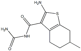 2-amino-N-carbamoyl-6-methyl-4,5,6,7-tetrahydro-1-benzothiophene-3-carboxamide Struktur