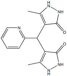 5-methyl-4-[(3-methyl-5-oxo-1,2-dihydropyrazol-4-yl)-pyridin-2-ylmethyl]-1,2-dihydropyrazol-3-one Struktur