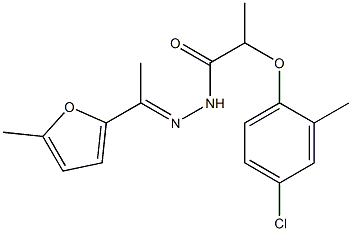 2-(4-chloro-2-methylphenoxy)-N-[(E)-1-(5-methylfuran-2-yl)ethylideneamino]propanamide Struktur