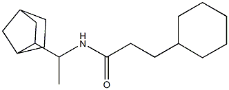 N-[1-(3-bicyclo[2.2.1]heptanyl)ethyl]-3-cyclohexylpropanamide Struktur