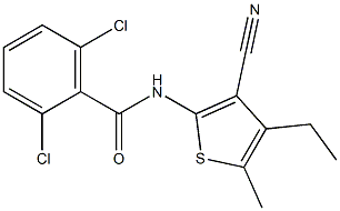 2,6-dichloro-N-(3-cyano-4-ethyl-5-methylthiophen-2-yl)benzamide Struktur