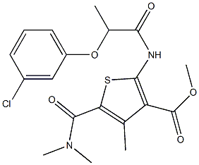 methyl 2-[2-(3-chlorophenoxy)propanoylamino]-5-(dimethylcarbamoyl)-4-methylthiophene-3-carboxylate Struktur