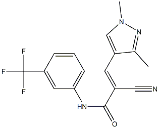 (E)-2-cyano-3-(1,3-dimethylpyrazol-4-yl)-N-[3-(trifluoromethyl)phenyl]prop-2-enamide Struktur