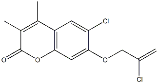 6-chloro-7-(2-chloroprop-2-enoxy)-3,4-dimethylchromen-2-one Struktur