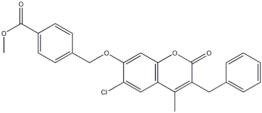 methyl 4-[(3-benzyl-6-chloro-4-methyl-2-oxochromen-7-yl)oxymethyl]benzoate Struktur