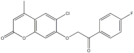 6-chloro-7-[2-(4-fluorophenyl)-2-oxoethoxy]-4-methylchromen-2-one Struktur