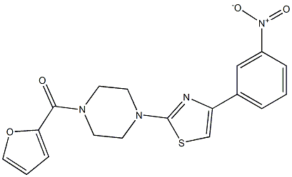 furan-2-yl-[4-[4-(3-nitrophenyl)-1,3-thiazol-2-yl]piperazin-1-yl]methanone Struktur