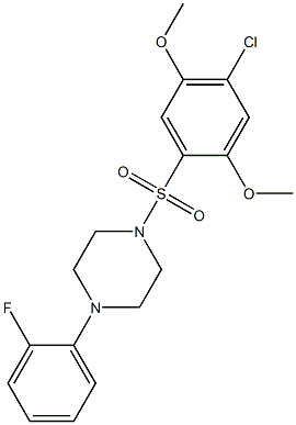 1-(4-chloro-2,5-dimethoxyphenyl)sulfonyl-4-(2-fluorophenyl)piperazine Struktur