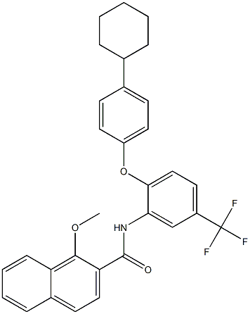 N-[2-(4-cyclohexylphenoxy)-5-(trifluoromethyl)phenyl]-1-methoxynaphthalene-2-carboxamide Struktur