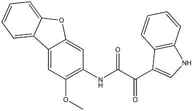 2-(1H-indol-3-yl)-N-(2-methoxydibenzofuran-3-yl)-2-oxoacetamide Struktur
