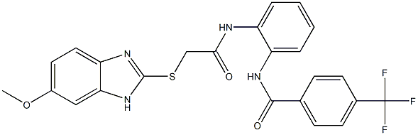 N-[2-[[2-[(6-methoxy-1H-benzimidazol-2-yl)sulfanyl]acetyl]amino]phenyl]-4-(trifluoromethyl)benzamide Struktur