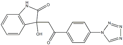 3-hydroxy-3-[2-oxo-2-[4-(tetrazol-1-yl)phenyl]ethyl]-1H-indol-2-one Struktur