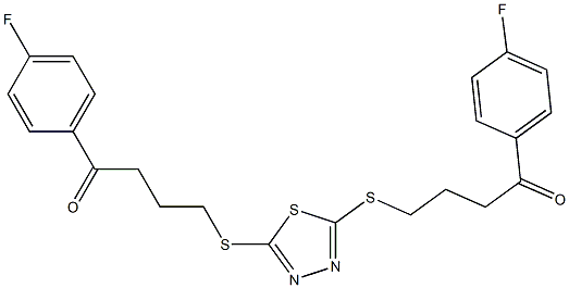 1-(4-fluorophenyl)-4-[[5-[4-(4-fluorophenyl)-4-oxobutyl]sulfanyl-1,3,4-thiadiazol-2-yl]sulfanyl]butan-1-one Struktur