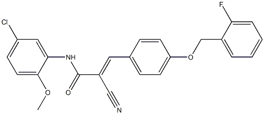 (E)-N-(5-chloro-2-methoxyphenyl)-2-cyano-3-[4-[(2-fluorophenyl)methoxy]phenyl]prop-2-enamide Struktur