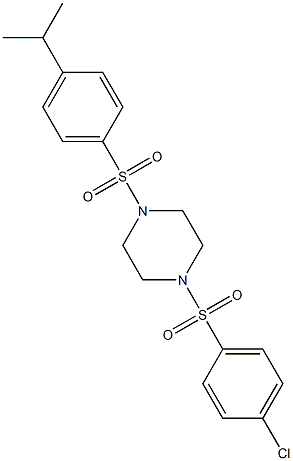 1-(4-chlorophenyl)sulfonyl-4-(4-propan-2-ylphenyl)sulfonylpiperazine Struktur