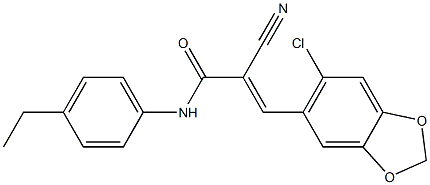 (E)-3-(6-chloro-1,3-benzodioxol-5-yl)-2-cyano-N-(4-ethylphenyl)prop-2-enamide Struktur