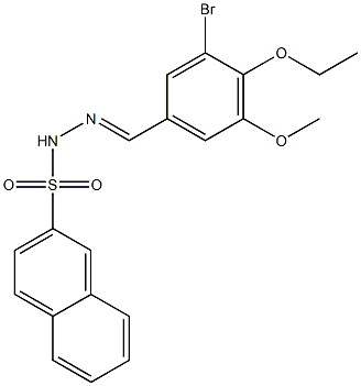 N-[(E)-(3-bromo-4-ethoxy-5-methoxyphenyl)methylideneamino]naphthalene-2-sulfonamide Struktur