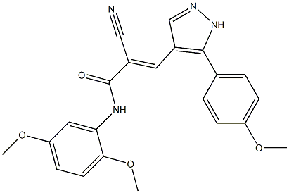 (E)-2-cyano-N-(2,5-dimethoxyphenyl)-3-[5-(4-methoxyphenyl)-1H-pyrazol-4-yl]prop-2-enamide Struktur