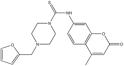 4-(furan-2-ylmethyl)-N-(4-methyl-2-oxochromen-7-yl)piperazine-1-carbothioamide Struktur