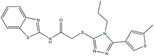 N-(1,3-benzothiazol-2-yl)-2-[[5-(5-methylthiophen-3-yl)-4-propyl-1,2,4-triazol-3-yl]sulfanyl]acetamide Struktur