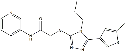 2-[[5-(5-methylthiophen-3-yl)-4-propyl-1,2,4-triazol-3-yl]sulfanyl]-N-pyridin-3-ylacetamide Struktur